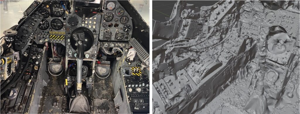 Figure 8 : Harrier GR.3 cockpit photo and photogrammetry file.
