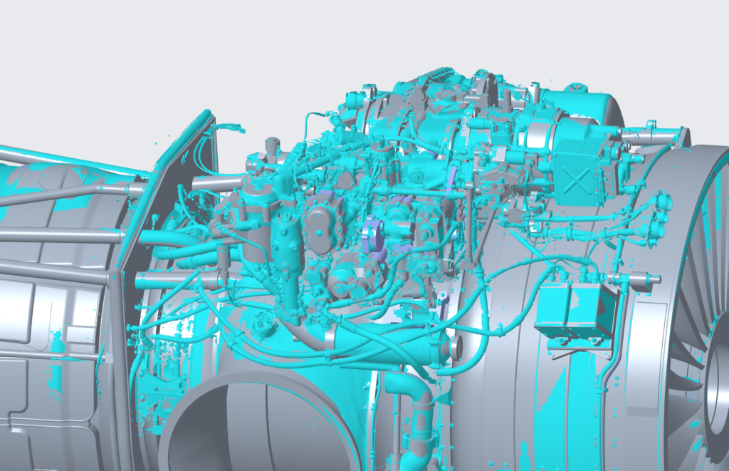 Abbildung 13: Aktuelles Design (grau) mit überlagertem 3D-Scan (blau).