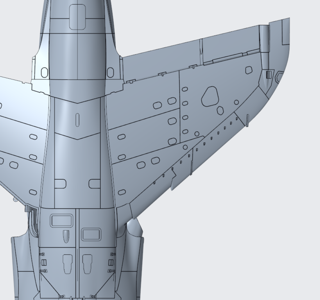 Figure 3: A closer look at the panel lines added to the top of the fuselage and wing.