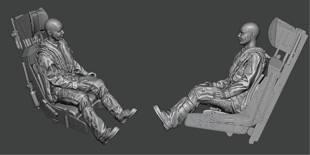 Figure 7: Pilot figure without helmet sat in the kit seat.