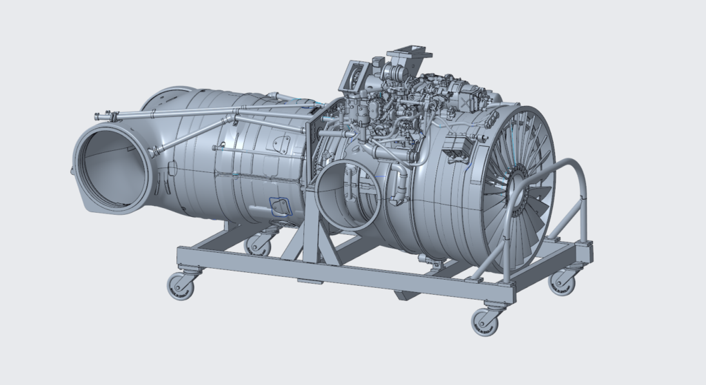 Abbildung 11: Konstruktion des Pegasus Mk.103, montiert auf seinem Präsentationswagen. 