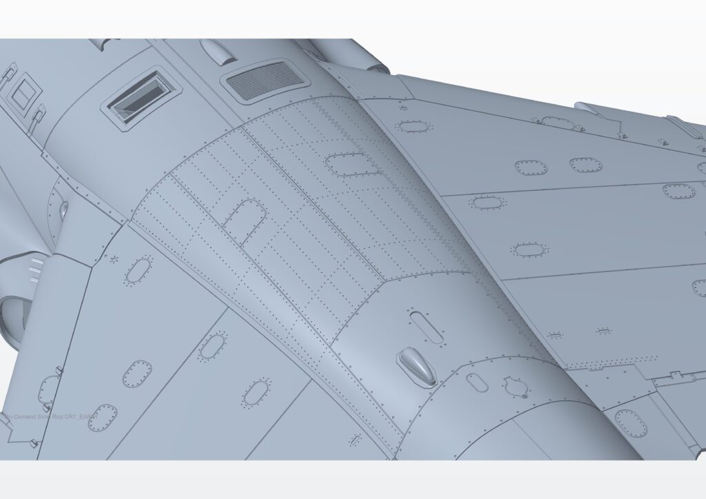 Abbildung 5: Senknieten auf der Oberseite des Tragflächenmittelteils des Harrier.