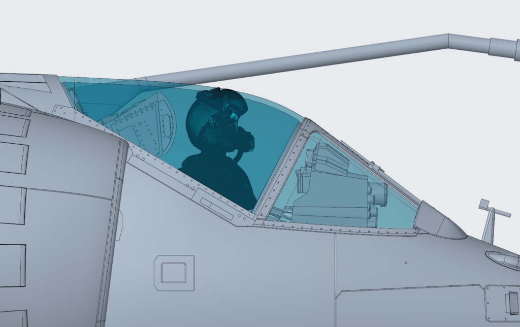 Abbildung 9: Bild, das die Kollision zwischen dem Helm des Piloten und der Kabinenhaube zeigt. 